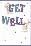 This cheerful get well card radiates the friendly, supportive energy of the Merton area-a scene brought to life by a smiling teddy bear and a joyful puppy, each balancing and embracing the bold, multi-coloured letters of 'Get Well.' Vibrant hues of indigo and teal dance across the large, playful text, standing out against a gentle cream backdrop, much like the vivid arrangements in a Wimbledon florist's window. Sprinkled across the design are blue and purple stars, adding whimsy and a sense of hopefulness perfect for encouraging recovery. The illustrated textures-invitingly soft bear fur and puppy ears-seem almost tangible, drawing in the senses as much as the scent of a fresh bouquet. The card not only delivers a thoughtful message but infuses it with a sense of joy and comfort, making it an ideal companion for well wishes sent across Merton-whether to a friend recovering at home or a neighbour in need of a little cheer.